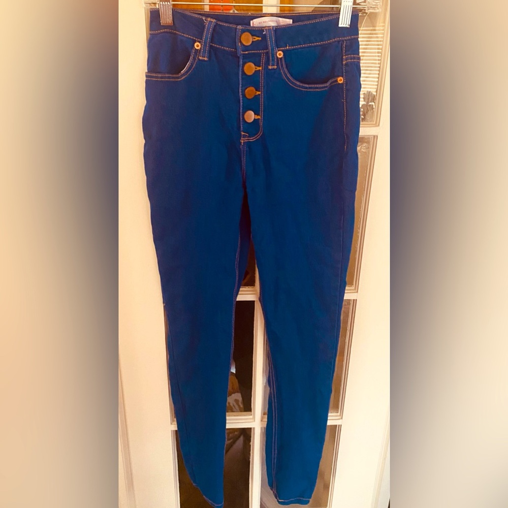No Boundries Button Fly Blue Skinny Jeans